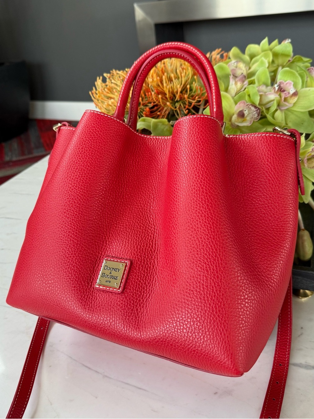 New Dooney & Bourke Lucca Leather Barlow Shoulder Bag Red - Picture 16 of 16